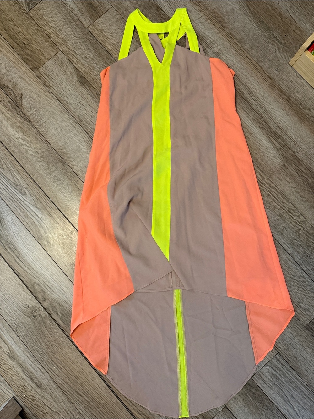 Women’s Colorblock Halter Dress with Neon Trim
